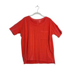 Old Navy Women's Short Sleeve Boyfriend Cotton Tee in Hot Tamale - Sz M